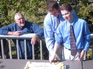 The Jasons cut their wedding cake.