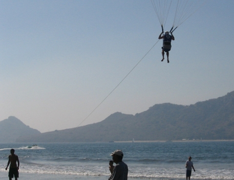 Steve Schalchlin parasailing.