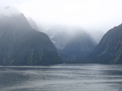 Fog settles over Milford Sound